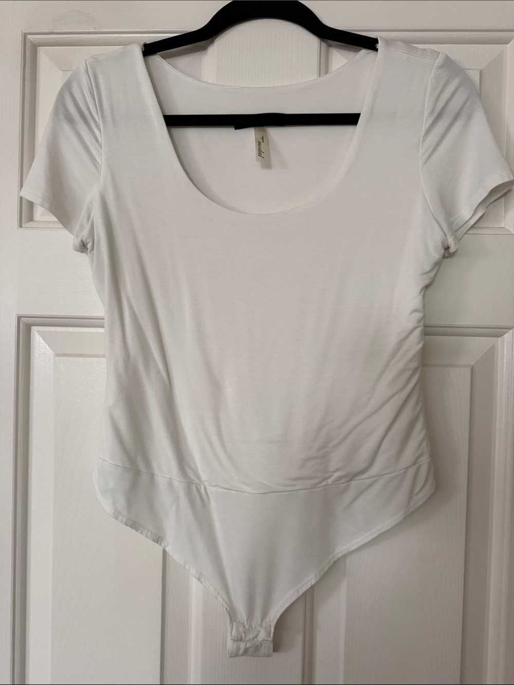 Final Touch Midal White Short-Sleeve Scoop-Neck Bodysuit